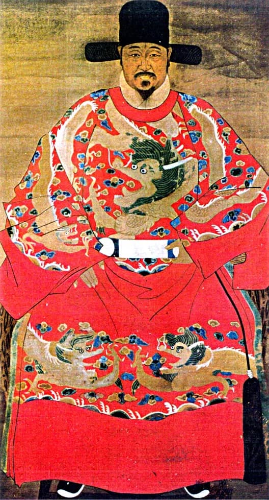 Traditional Chinese portrait of the Ming general Qi Jiguang in official robes.