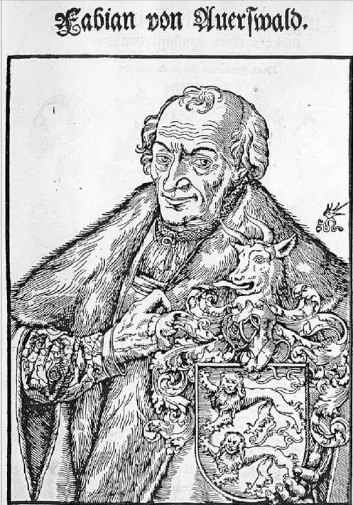 Woodcut from a 1539 German wrestling manual showing two men in period dress applying a hold.